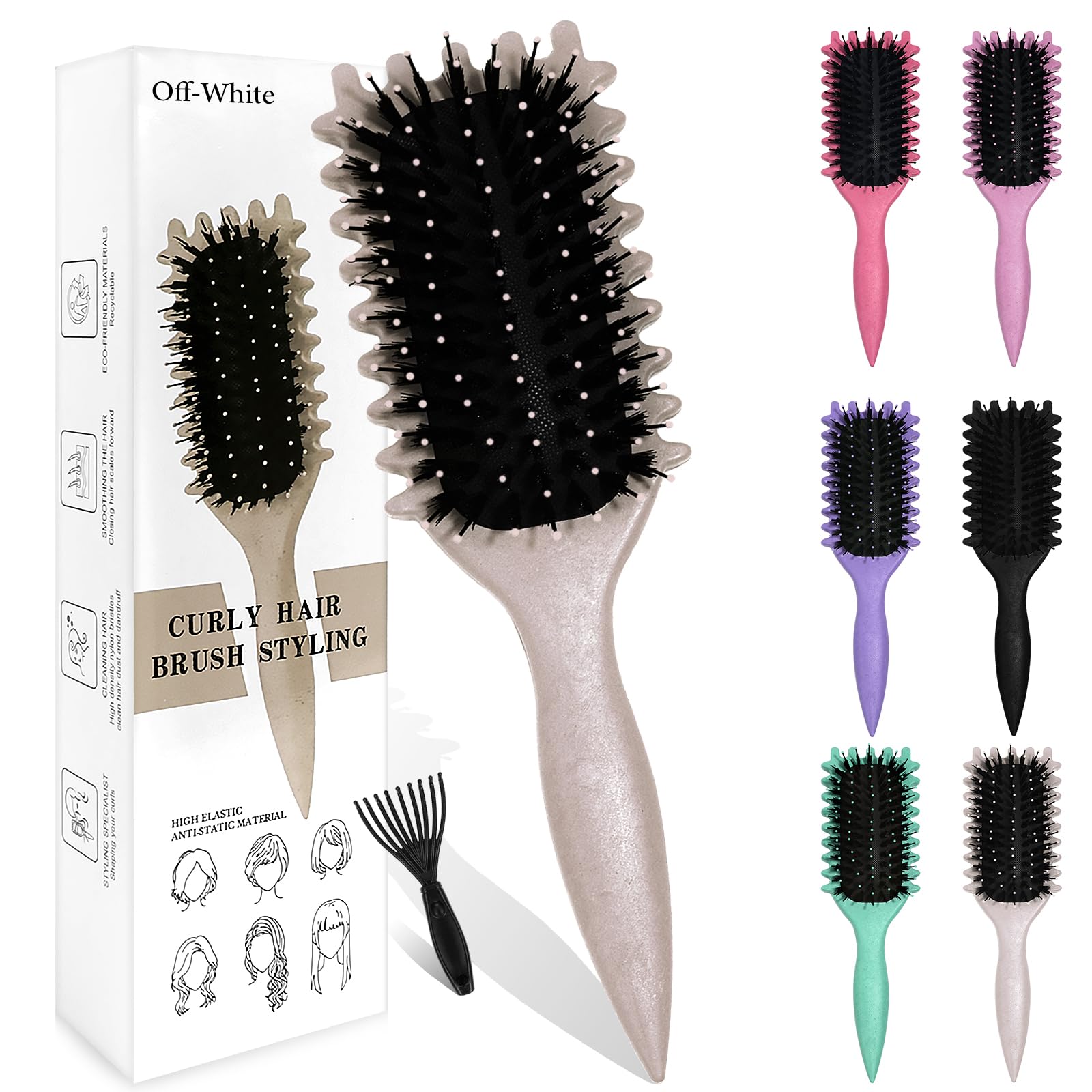 Sularpek Curly Hair Brush, Curl Defining Brush, Curly Hair Brush Styling Brush, 