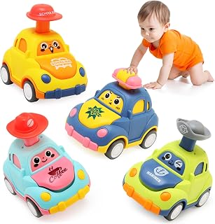 BelleStyle Toddler Toy Cars, 4Pcs Press and Go Baby Toy Cars for 1 2 3 Year Old Boys, Car Toys Set Early Educational Toys Gifts for 12 18 Months Kids Boys Girls