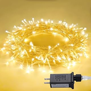 JMEXSUSS 100 LED Christmas Lights Warm White String Lights Indoor Bedroom | 8 Modes Christmas Tree Lights Plug in, 33 ft Connectable Fairy Twinkle Lights Outdoor for Diwali Home Xmas Tree Classroom