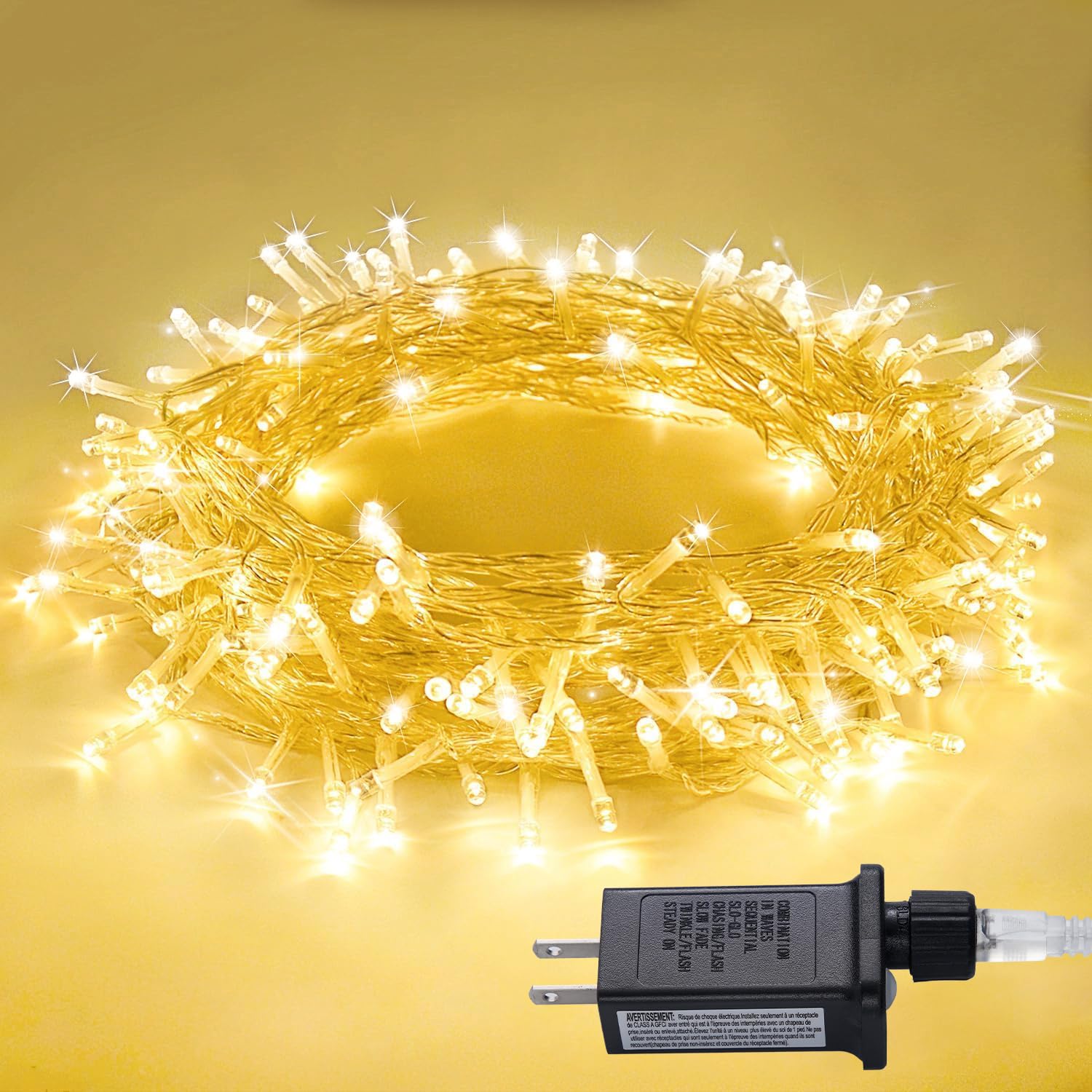 JMEXSUSS 100 LED Christmas Lights Warm White String Lights Indoor Bedroom | 8 Mo