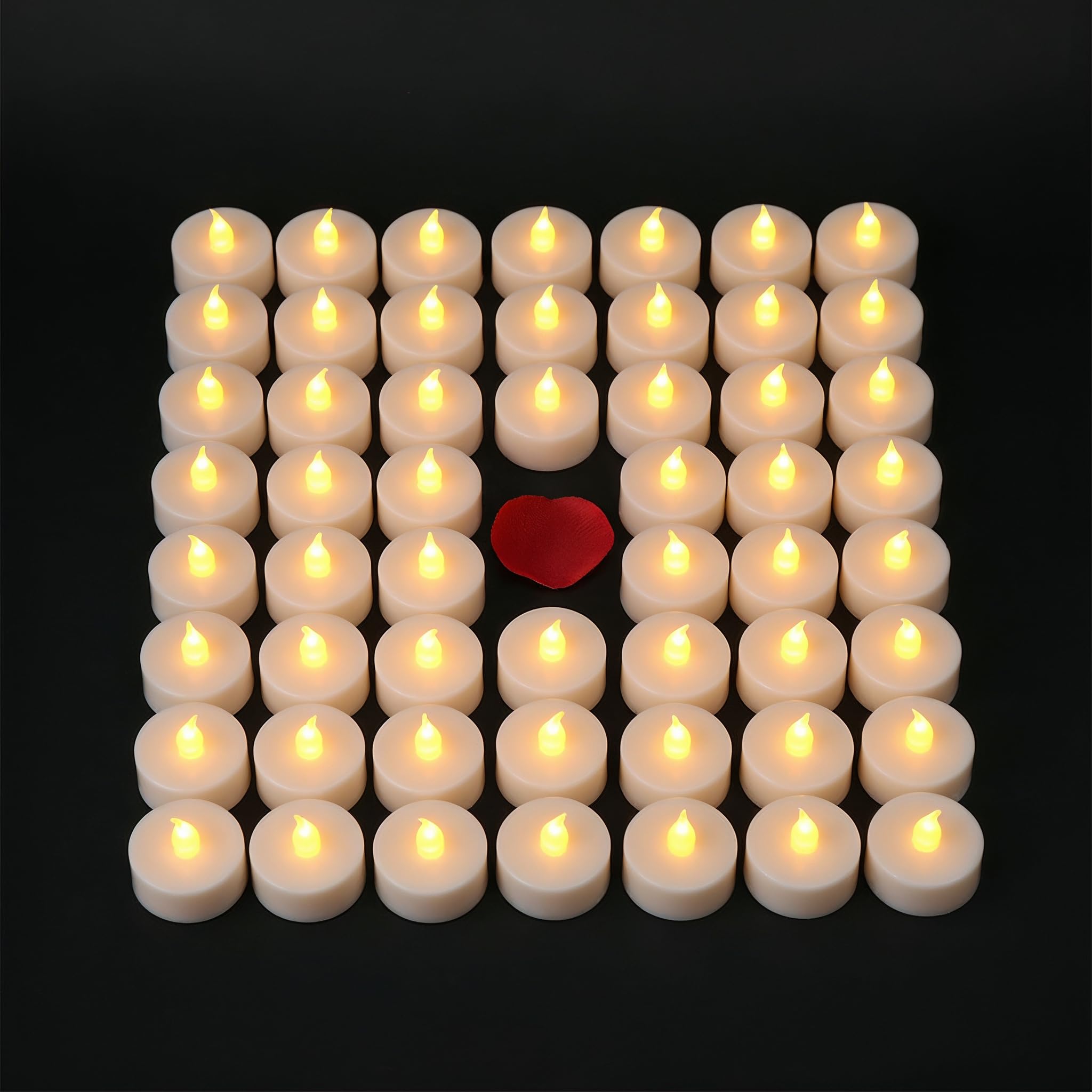 VIROSA Pack of 48 Realistic and Bright Battery Operated Flickering Flameless Tea