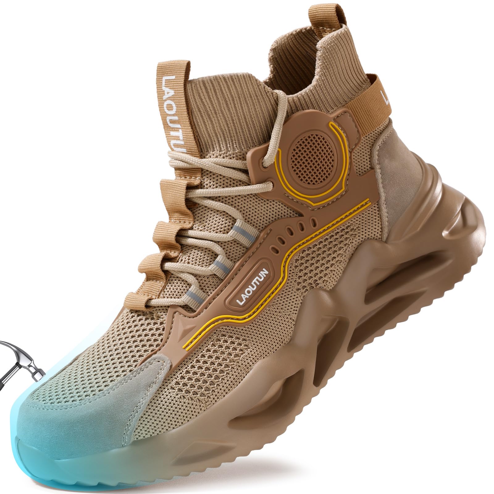LAoutun Safety Trainers Men Steel Toe Cap Trainers Protective Safety Shoes Breat