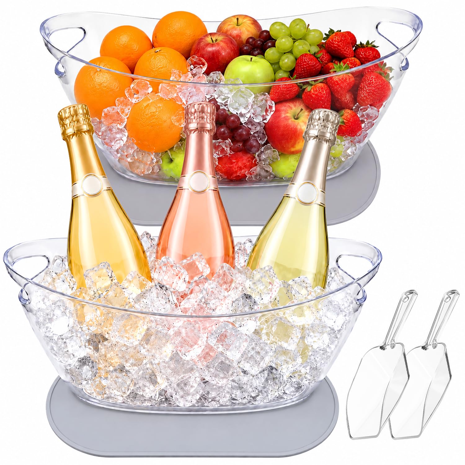 SRRUI Ice Bucket，Upgraded Beverage Tub with Anti Condensation Silicone Pad and I
