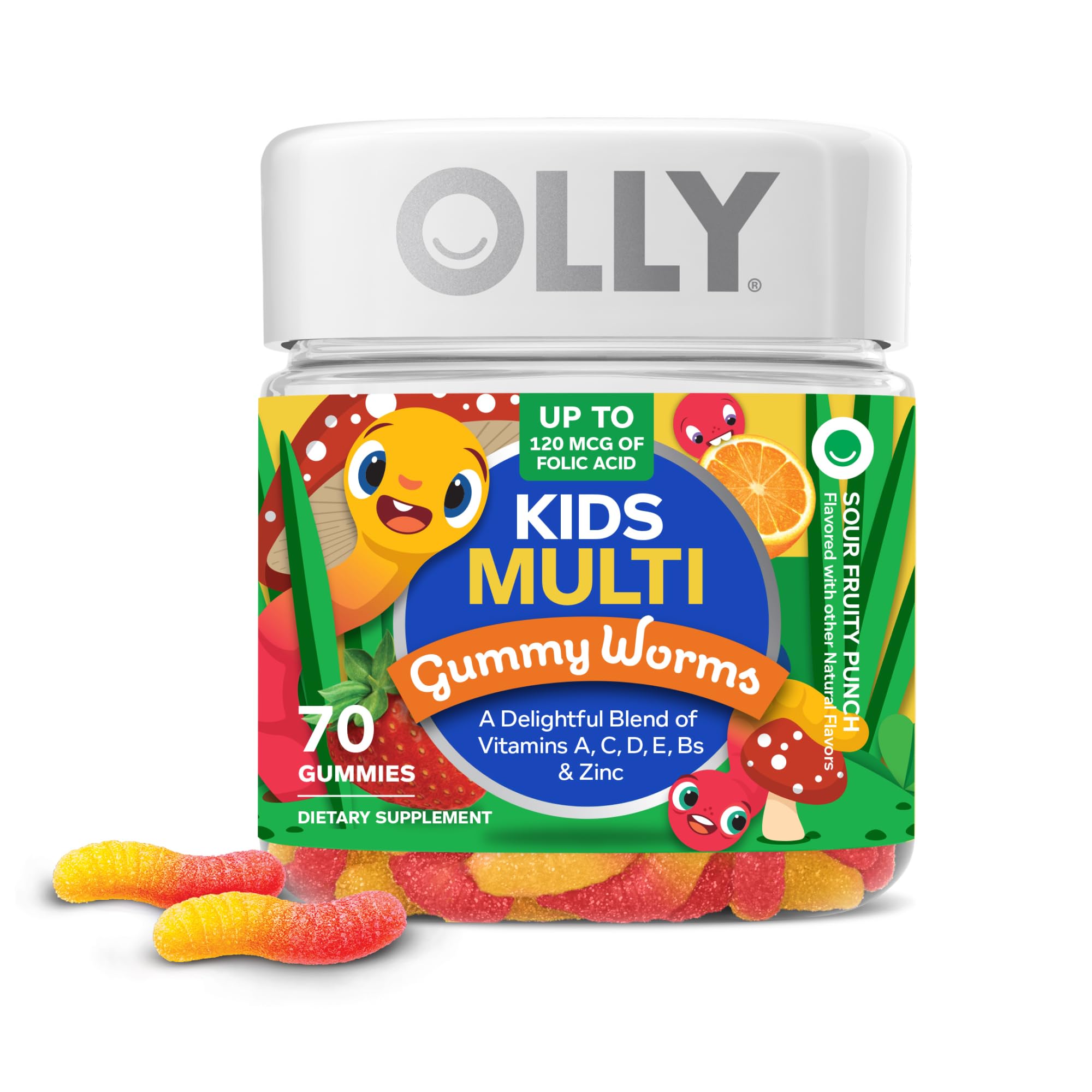 OLLY Kids Multi Gummy Worms, Overall Wellness & Immune Support - 70 Count | Kids