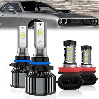 Led Headlights Fit for Dodge Challenger 2015-2020 Headlight Bulbs,9012 High/Low Beams+ h11 Fog Lights Bright Light Combo,Plug And Play,Pack of 4