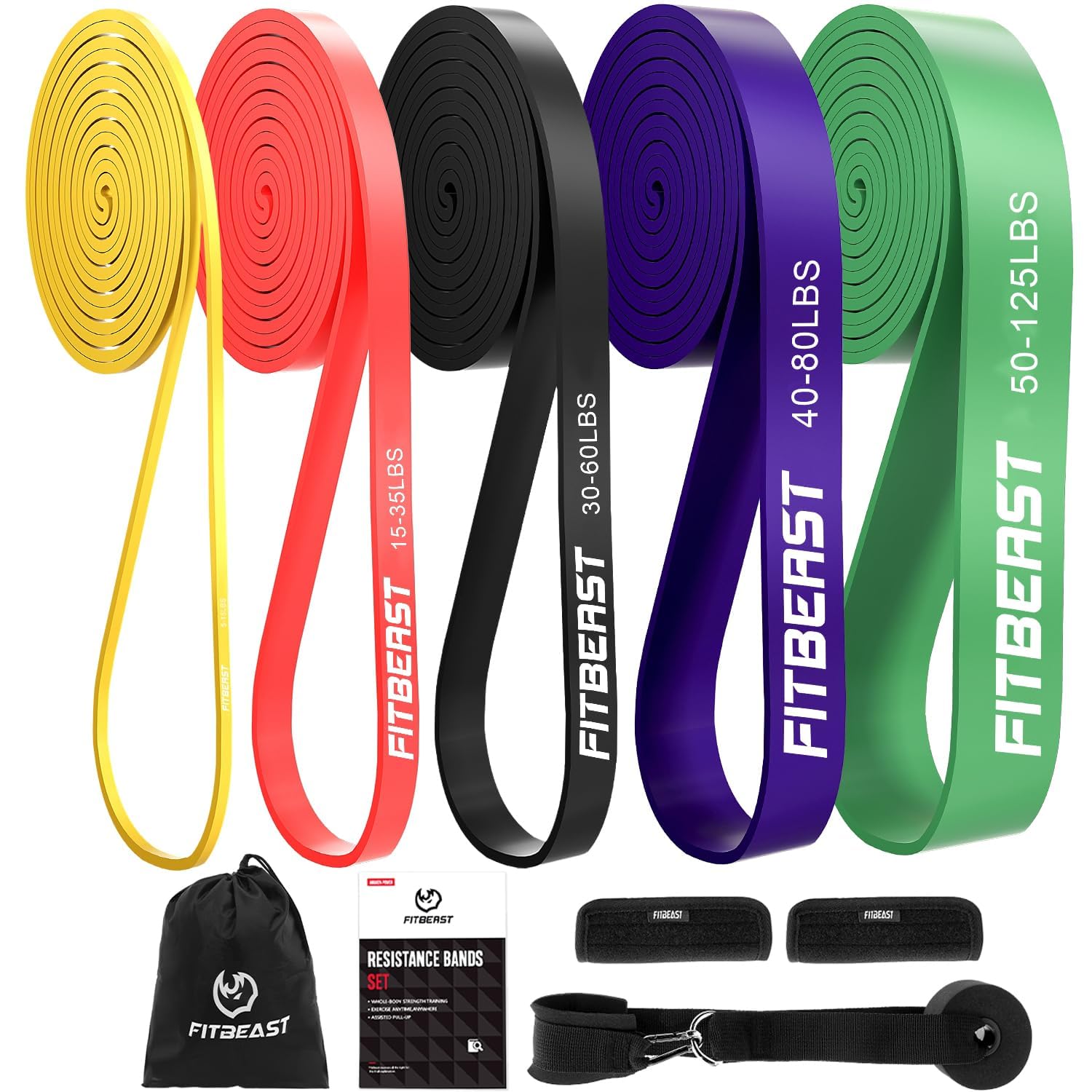 FitBeast Pull Up Bands Set, 5 Different Levels Resistance Band Pull Up for Calis