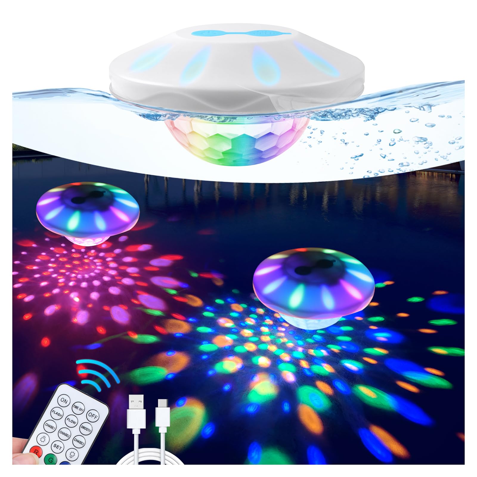 Rechargeable Floating Pool Lights: Remote Control Swimming Pool Lights Float wit