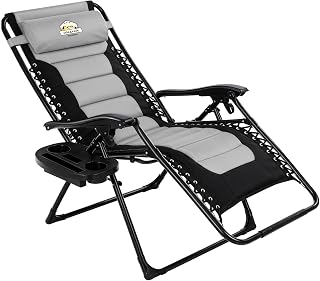 Colegence Oversized Zero Gravity Chair, 400-lb Capacity Recliner | 29" Wide Heavy Duty Foldable Anti-Gravity Reclining Lounge Chair with Cup Holder, Pillow for Patio, Lawn, Beach & Outdoor Use