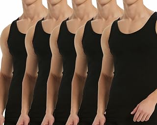 Falechay Men's Tank Top Set of 5 100% Cotton Bodybuilding