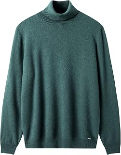 ZHILI Men's Cashmere Sweater Solid Color Turtleneck Sweater