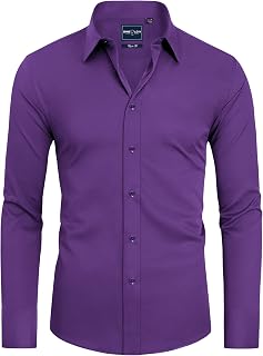 Alimens & Gentle Camicia da uomo antimacchia, vestibilità aderente, con
