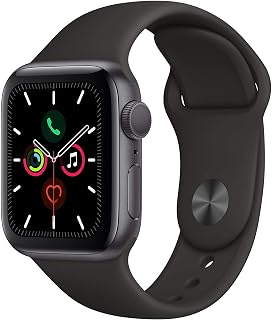 Apple Watch Series 5 (GPS, 44MM) - Space Gray Aluminum Case with Black Sport Band (Renewed)