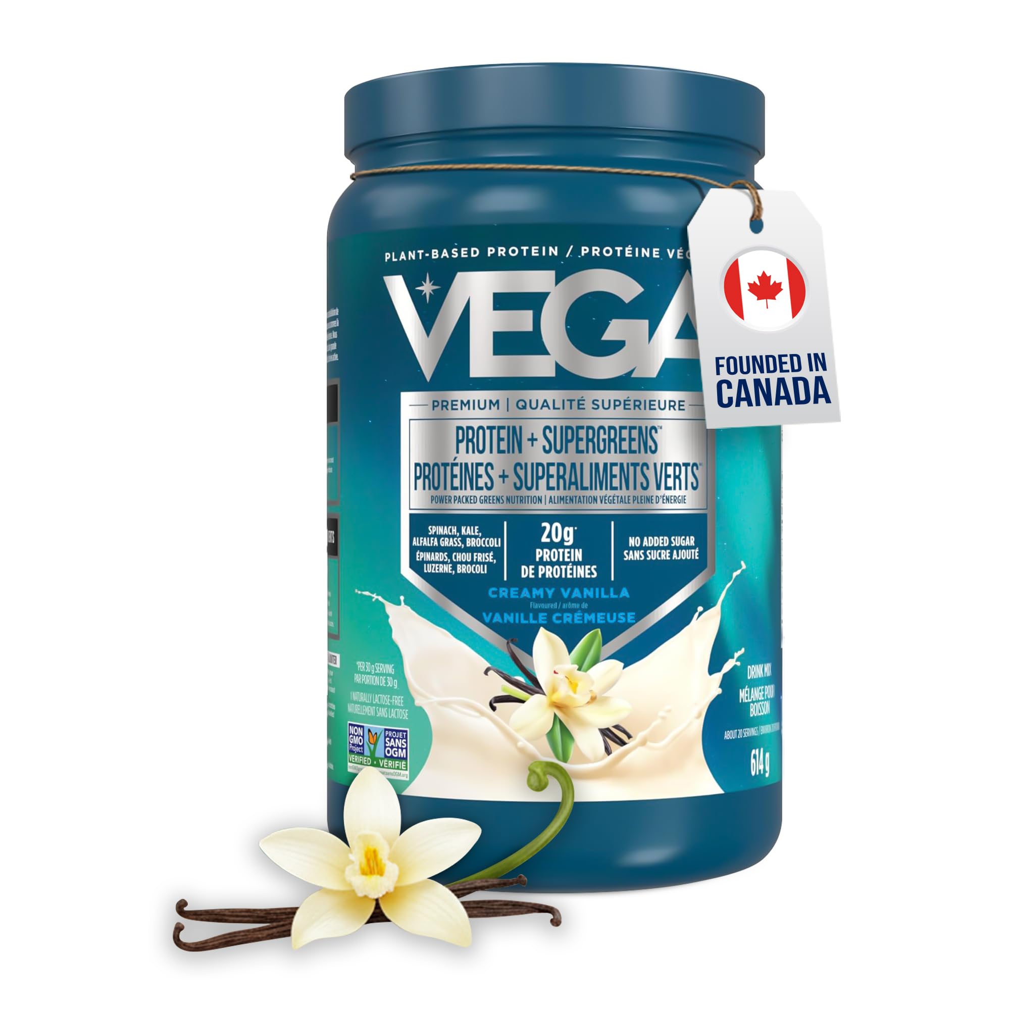 Vega Protein + Supergreens Vegan Plant Based Protein Powder – 20g Organic Pea Pr