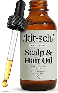 Kitsch Rosemary Oil for Hair Growth -With Castor Oil, Biotin &amp; Jojoba- 60mL | Pre-Wash Hair Oil For Hair Care – Adds Shine, Strengthens Roots, Scalp Treatment – Lavender Scent
