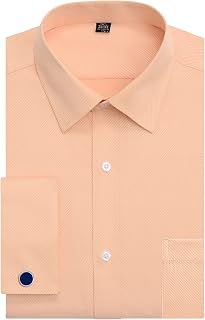 J.VER Men's French Cuff Dress Shirt Regular Fit Long Sleeve Spread Collar Metal Cufflinks