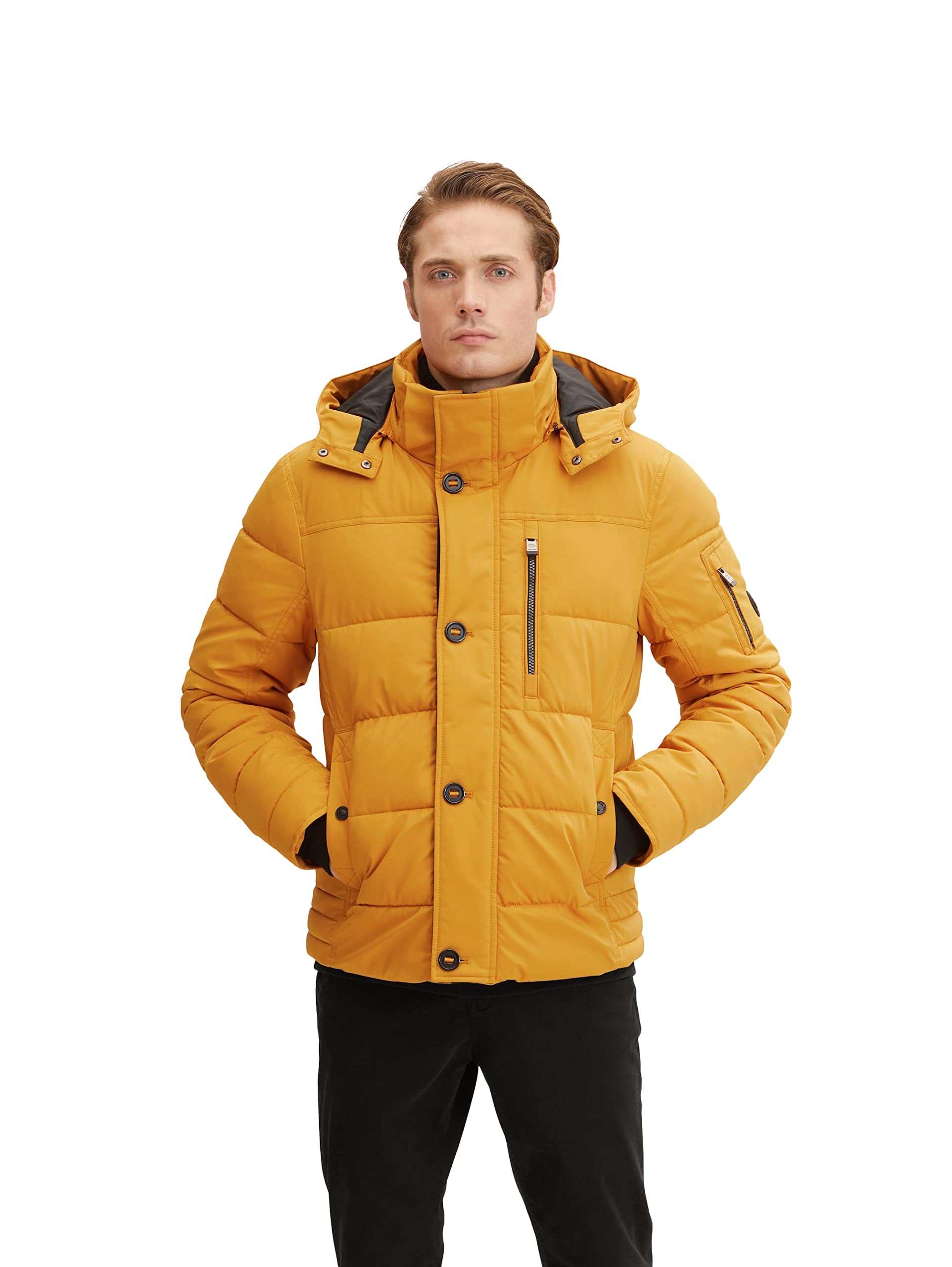 TOM TAILOR Men's 1032486 Puffer jacket with removable hood (pack of 1)