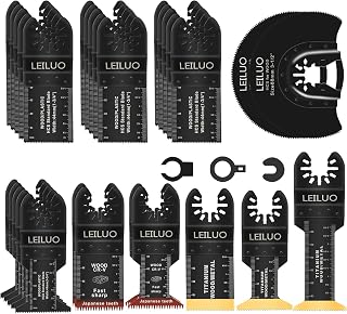 LEILUO 32Pcs Oscillating Tool Blades Wood Metal Multitool Blades Set | Multi Tool Blades Universal Oscillating Saw Blade Multitool Accessories Kit Fit Dewalt Milwaukee Makita & More