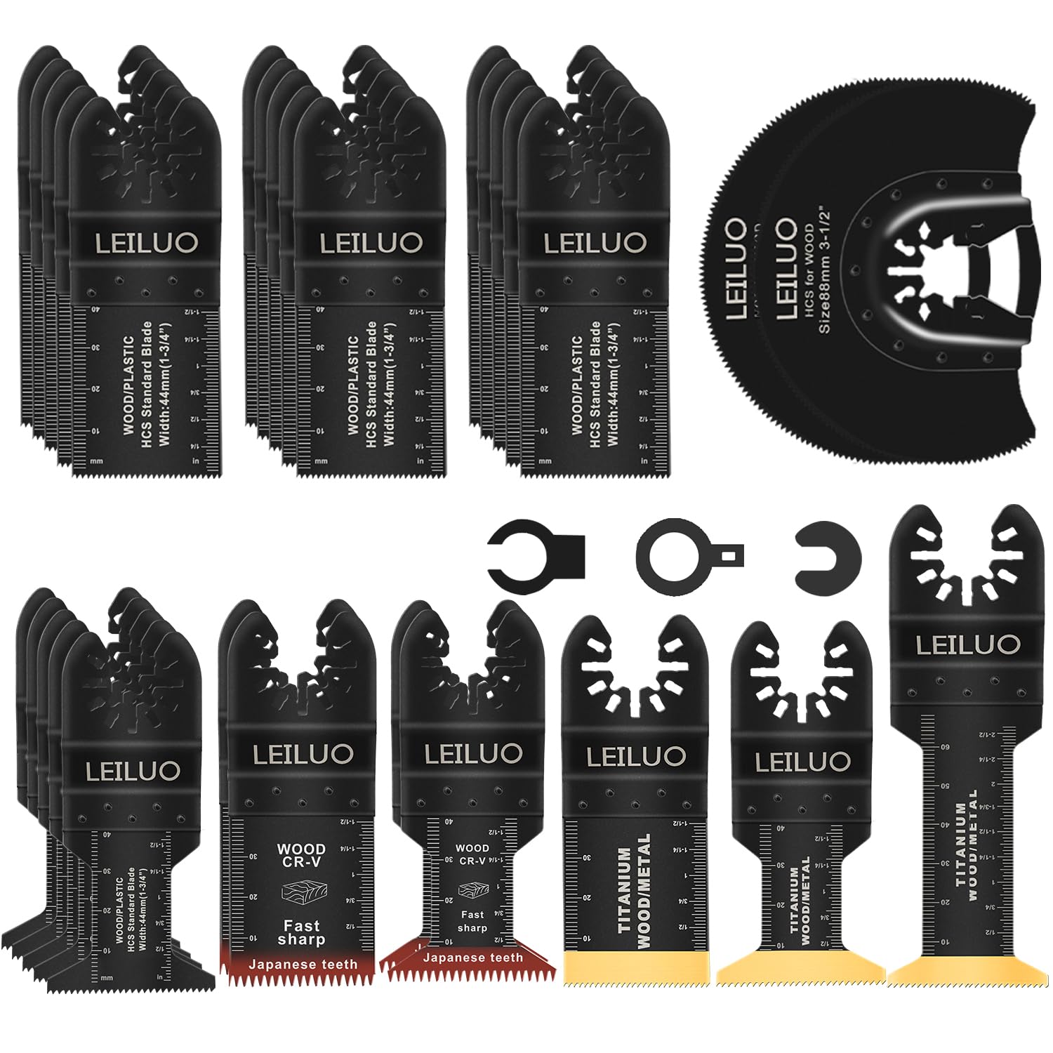 LEILUO 32Pcs Oscillating Tool Blades Wood Metal Multitool Blades Set | Multi Too