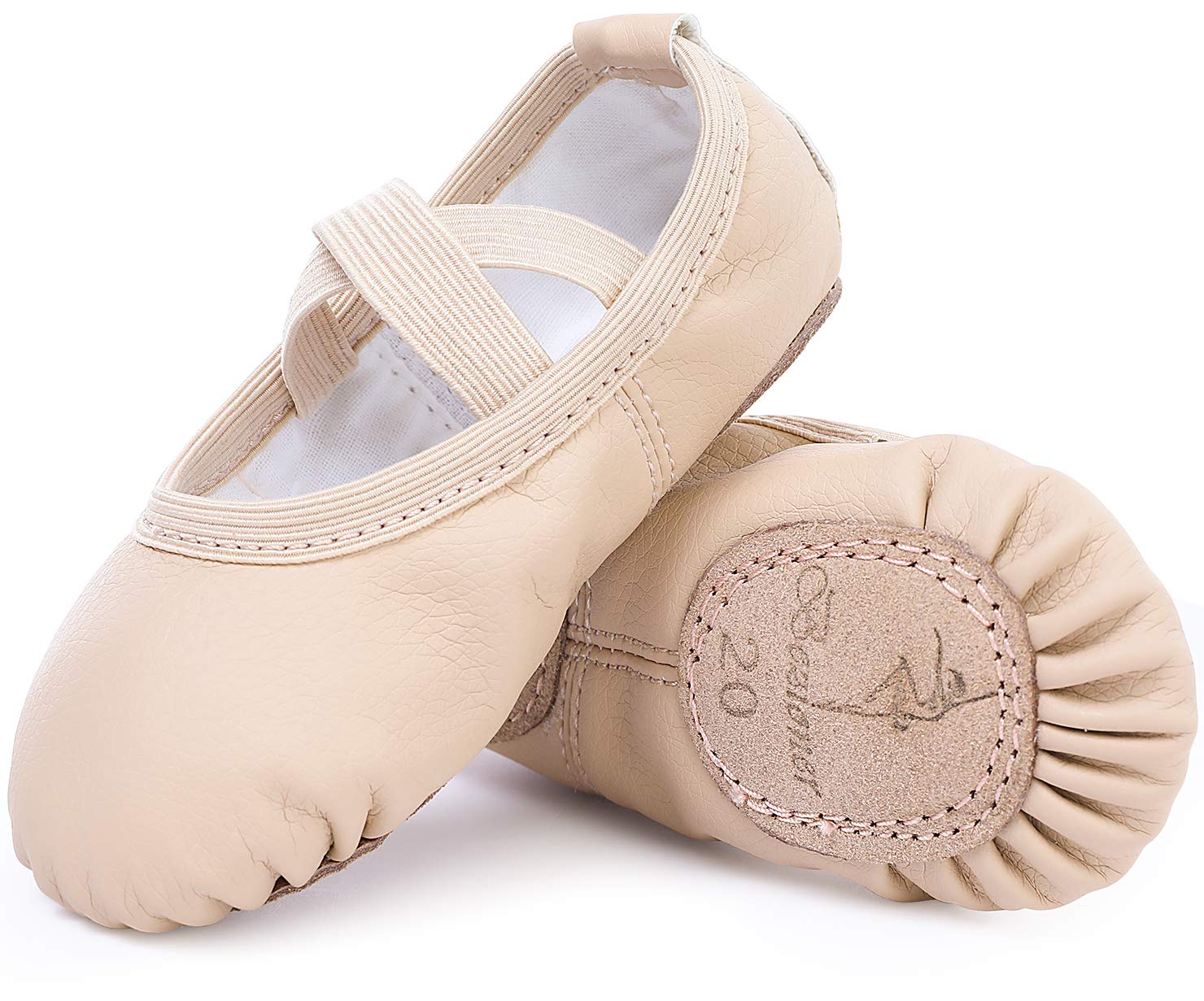 Ballet Shoes Leather Ballet Flats Split Sole Dance Slippers for Girls Toddlers W