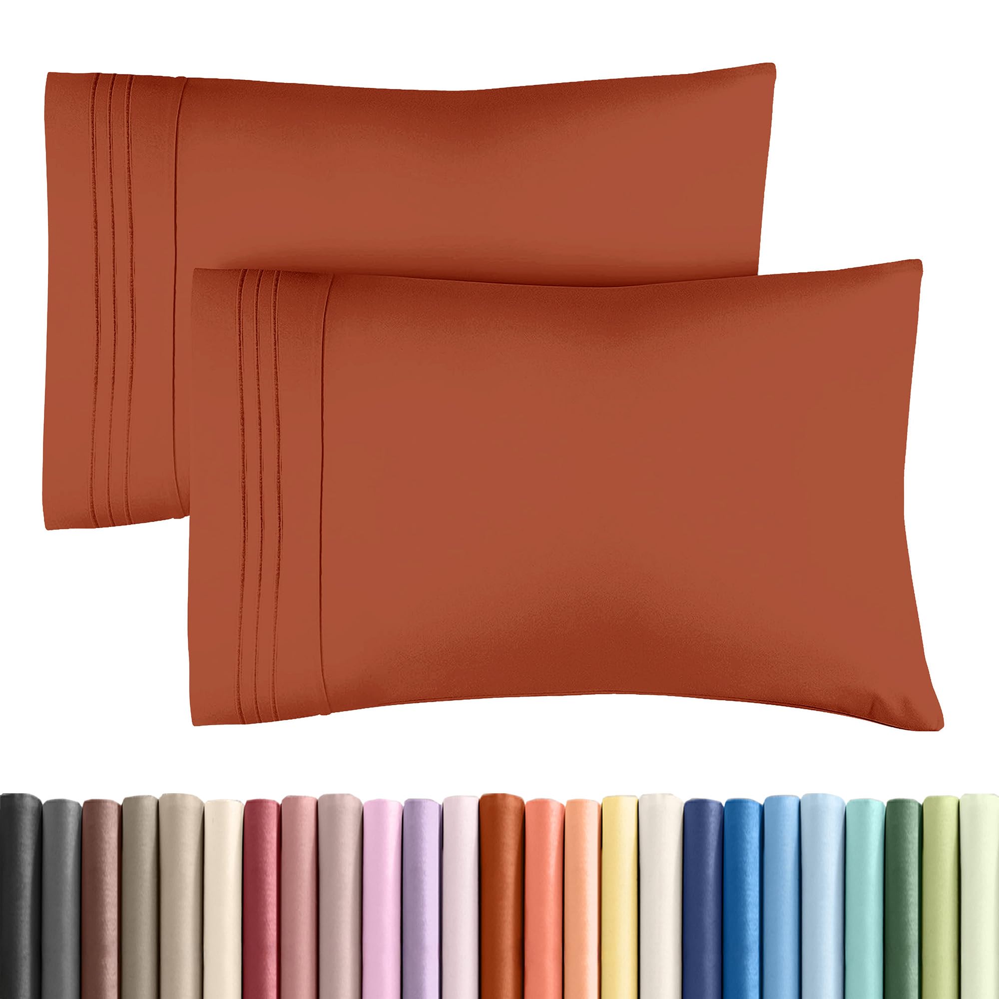 King Pillow Cases Set of 2 - Ultra Soft Pillowcase Covers - Terracotta