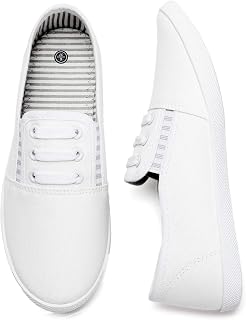 kufeiti Women's Canvas Slip On Shoes Sneakers for Women Fashion Comfortable White Black Elastic Sneakers for Women