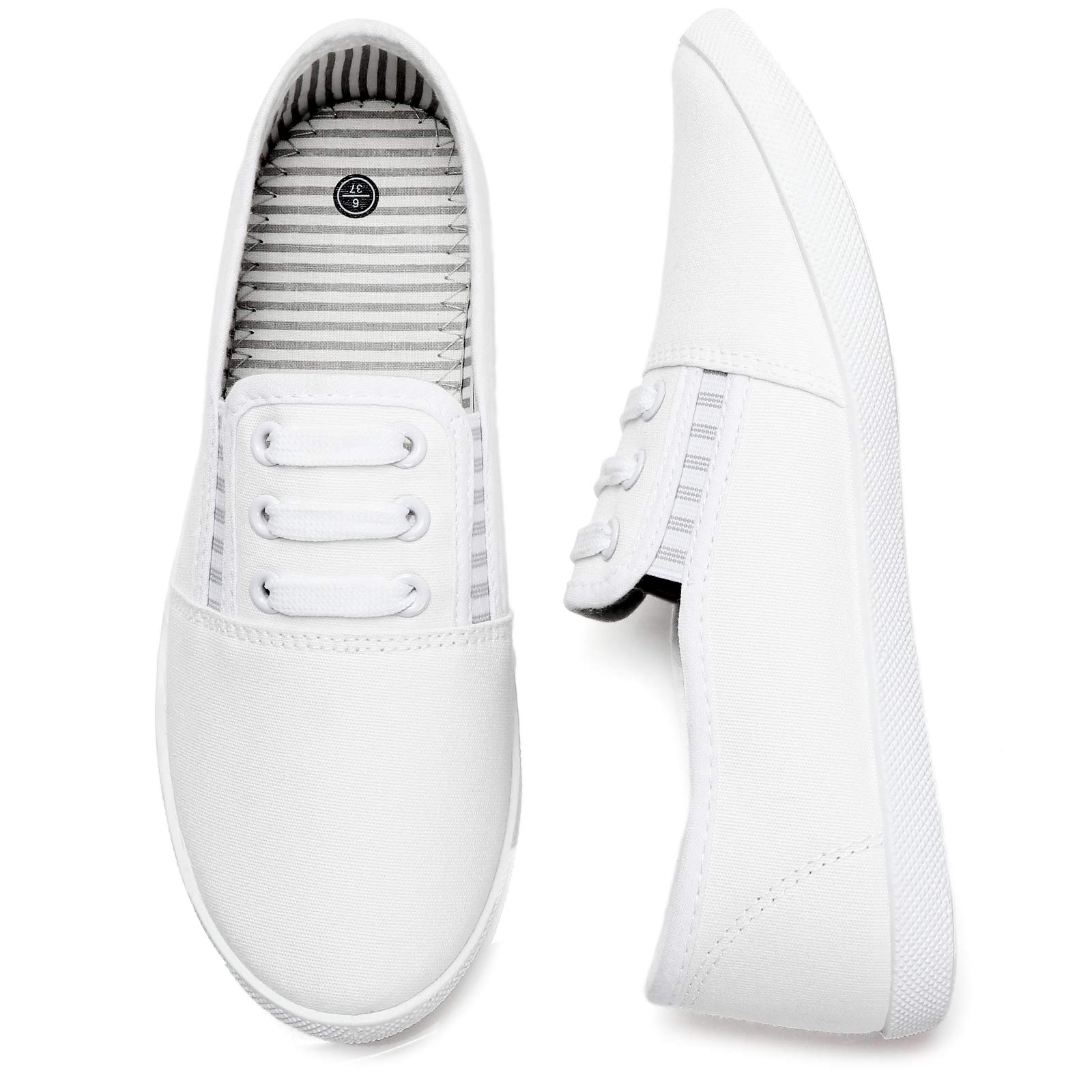 kufeiti Women's Canvas Slip On Shoes Sneakers for Women Fashion Comfortable Whit