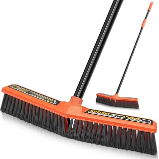 JEHONN Garden Broom Outdoor, 40 cm V-Shaped Industrial Stiff Yard Brush Heavy Duty with 154 cm Long Handle for Sweeping Outside Garage Warehouse Shop Patio Deck Street