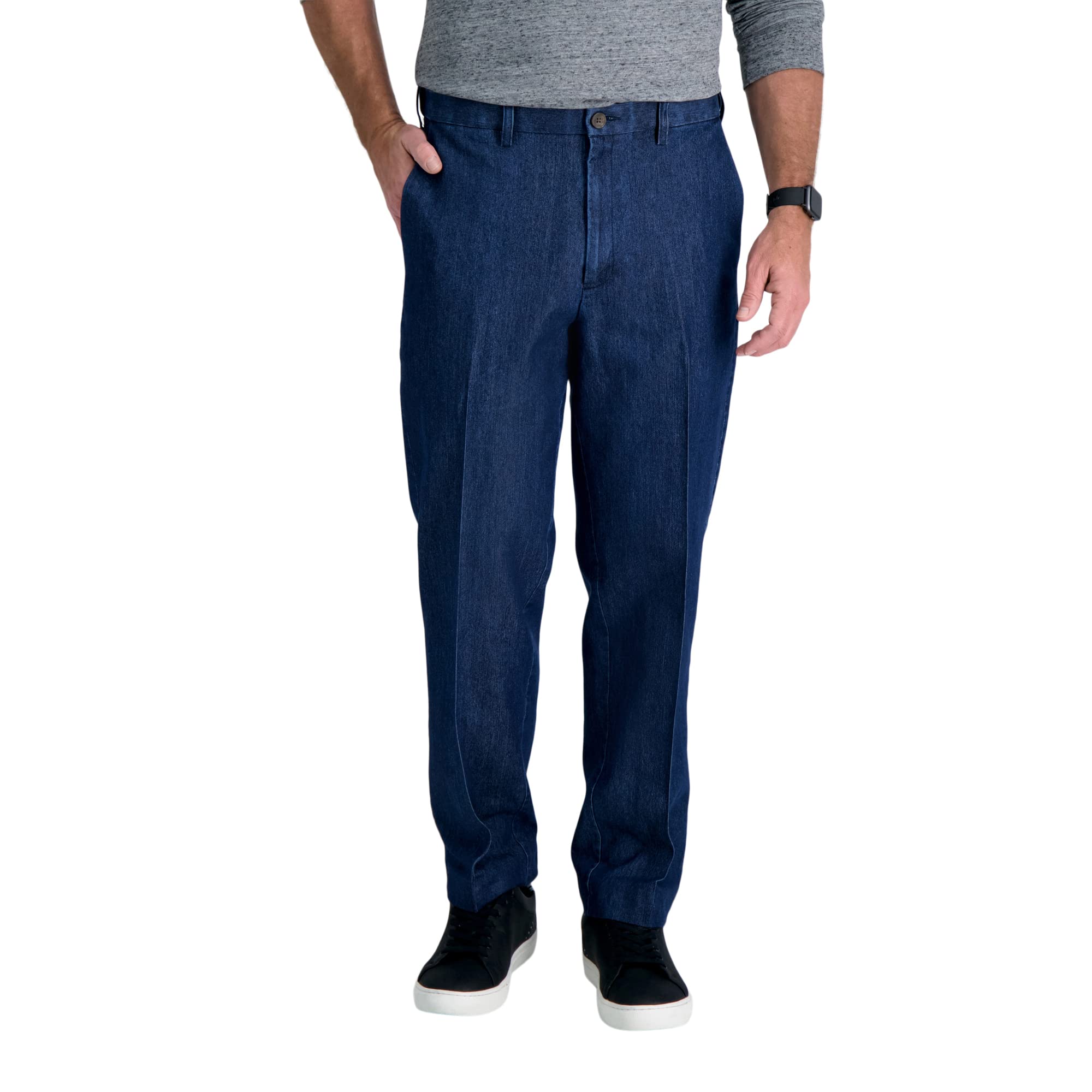 Haggar Men's Big & Tall No Iron Denim Plain Front Pant