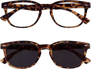 OPULIZE ORA Reading Glasses for Men Women with Built-in Sunglasses, Spring Hinges, Round Frame Reading Glasses