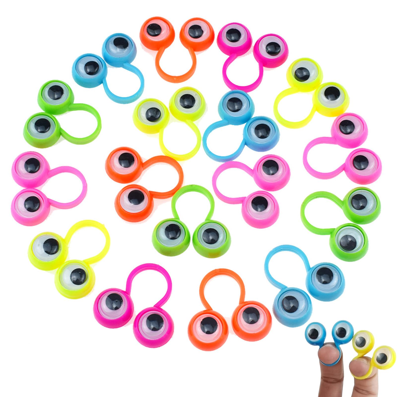 100 PCS Eye Finger Puppets Toys Set, Wiggly Eyeball Finger Puppet Eye On Rings f