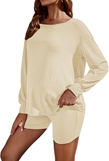 Maternity 2 Piece Outfits for Women Short Sleeve Drop Shoulder Ribbed Shorts Set