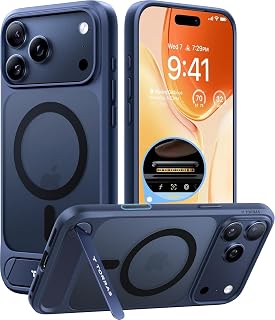 TORRAS Strong Magnetic & Seamless Stand for iPhone 17 Pro Case, Deep Blue