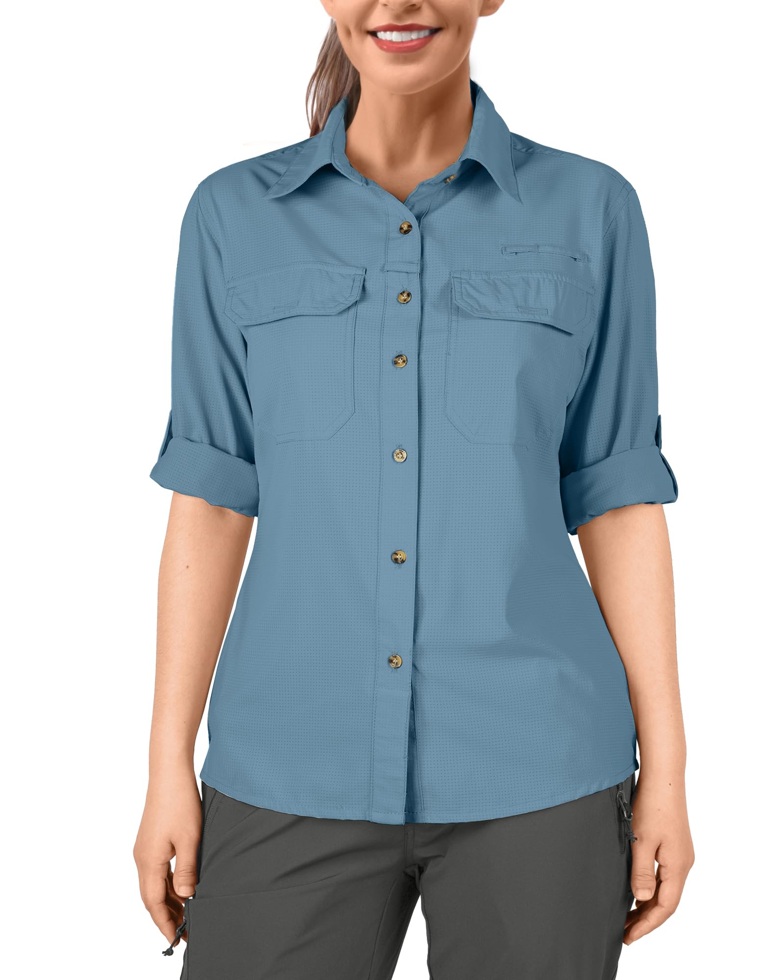 33,000ft UPF50+ Women's UV Protection Quick Dry Leisure Long Sleeve Shirt for Hi