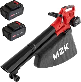 MZK 40V Leaf Vacuum Mulcher,700 CFM Cordless Blower,Charcoal | High-Brushless 3-in-1 tool with 40L bag, anti-jam design and dual batteries for leaf collection around lawns and driveways.