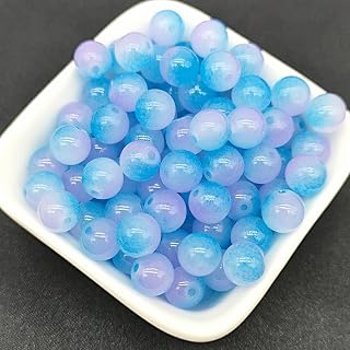 100 Pack 8mm Glass Beads for Jewelry Making Mix Color Graduated Craft Supplies Bulk