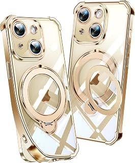 Soft Case for iPhone 14/13 with 360° Magnetic Stand, Fit for MagSafe, Gold