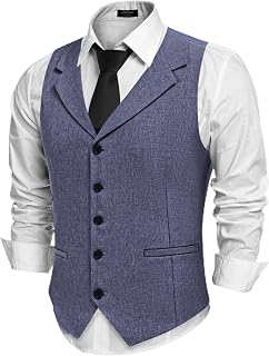COOFANDY Chaleco de traje para hombre, ajustado, con solapa, informal, formal