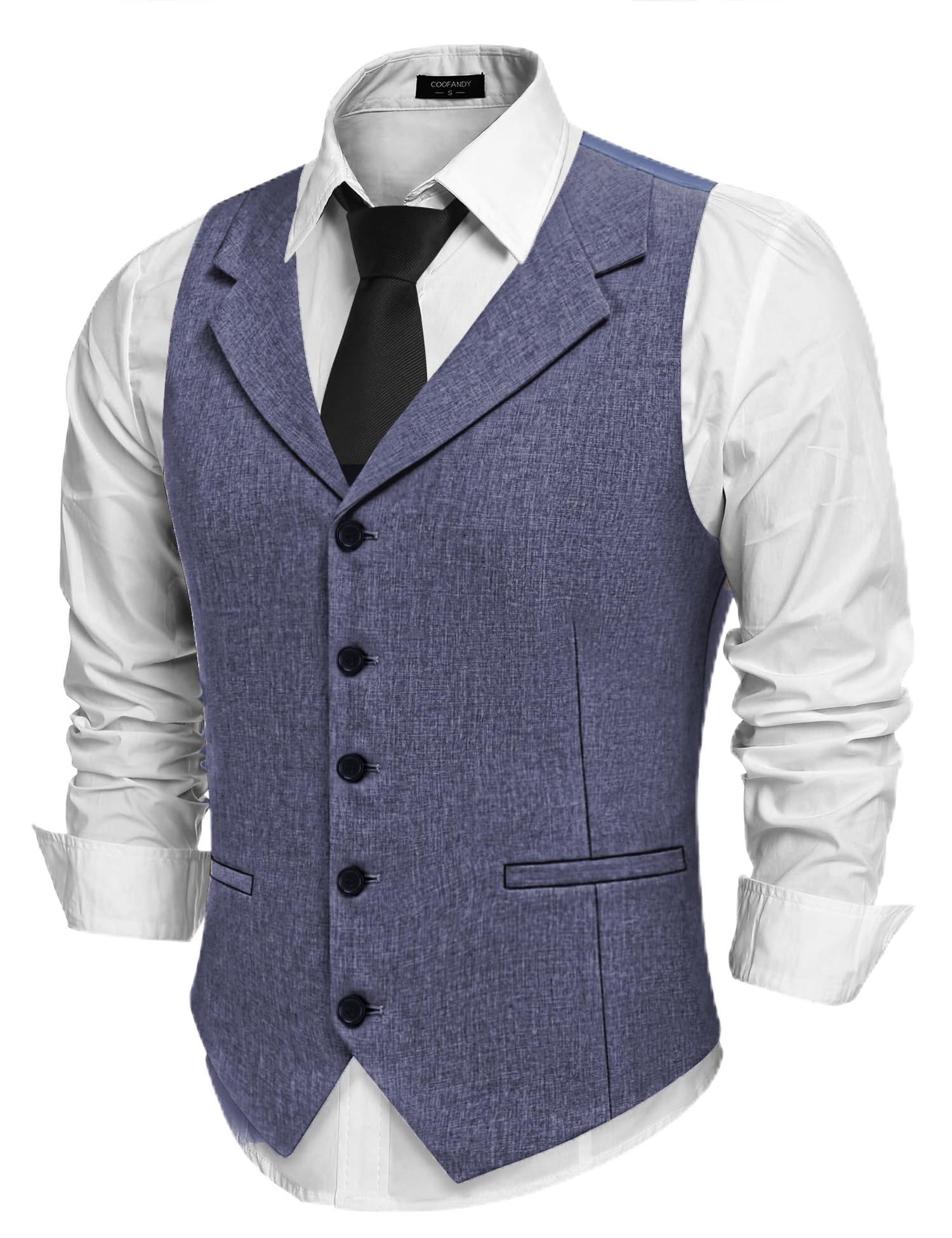 COOFANDY Chaleco de traje para hombre, ajustado, con solapa, informal, formal