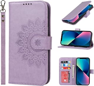 ELTEKER Case Compatible with iPhone 13 Mini, Flip Case Book Mobile Phone Case PU Leather Case for iPhone 13 Mini [Full Protection] [Card Slot] [Stand Function] – Purple