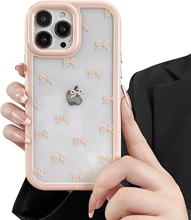 ZTOFERA Case for iPhone 15 Pro, Cute Bowknot Transparent Clear Case, Soft TPU Ultra Slim Shockproof Anti-Yellow Protective Cover for iPhone 15 Pro 6.1" - Coral