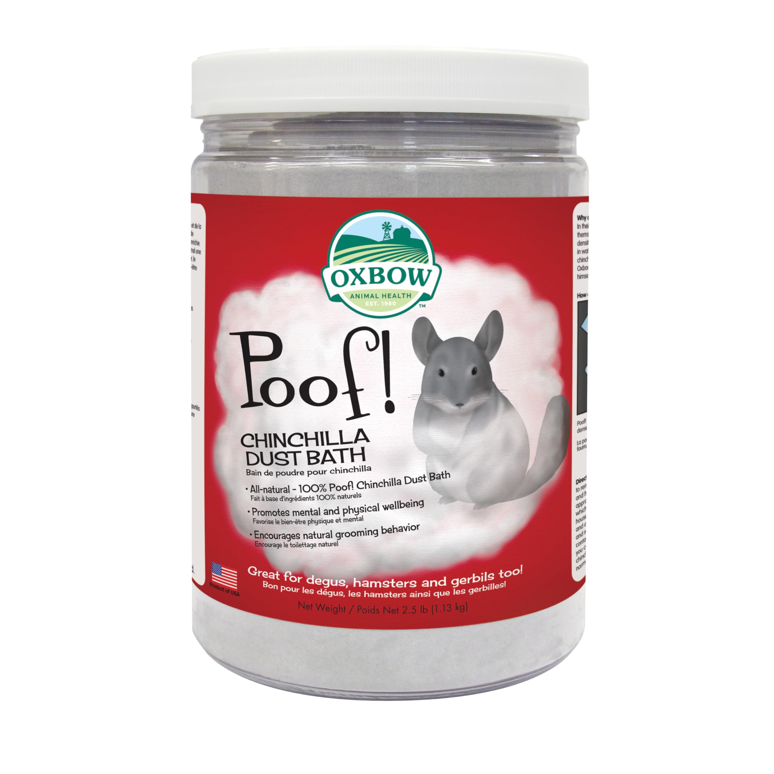 Oxbow POOF! Chinchilla Dust Bath, Natural Chinchilla Dust, USA, 2.5 lb | Blue Be