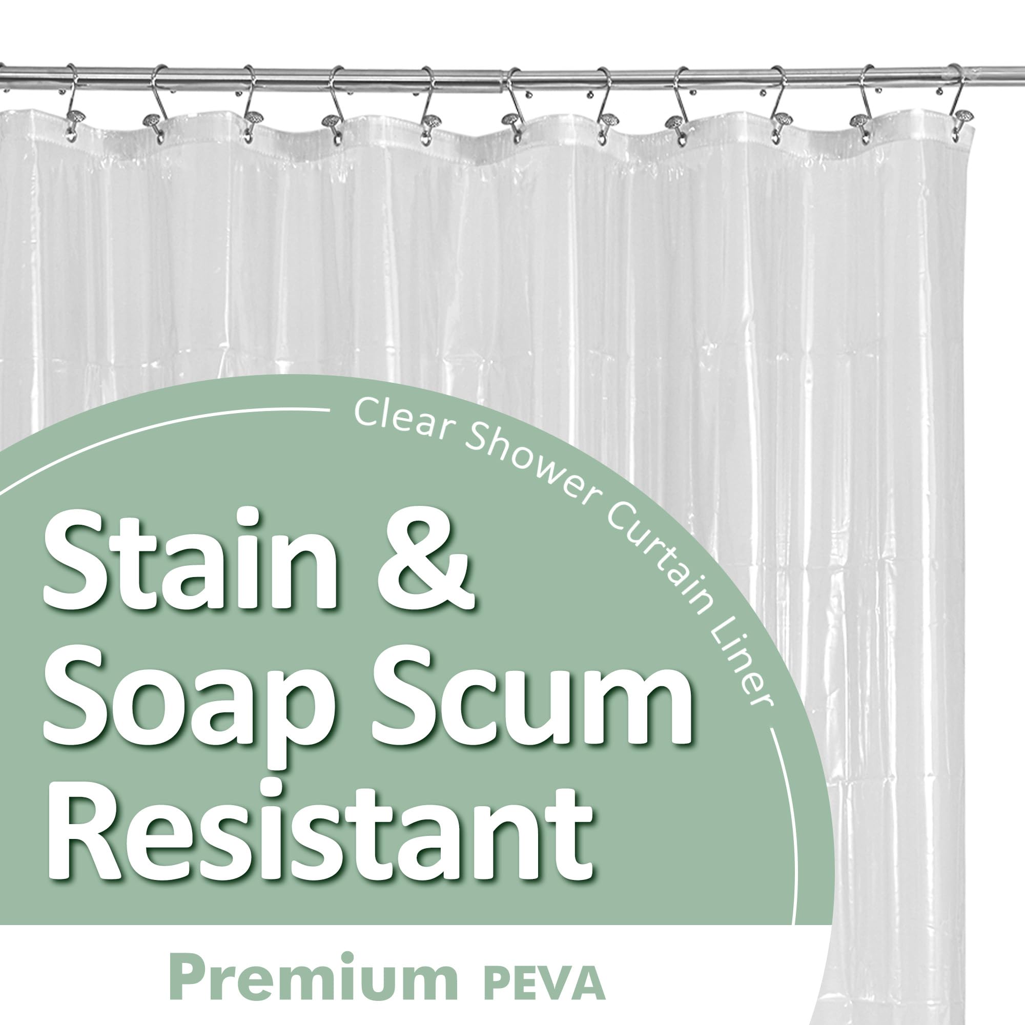 Barossa Design Oeko-tex Certified Shower Curtain Liner Standard Size, Clear | Wa