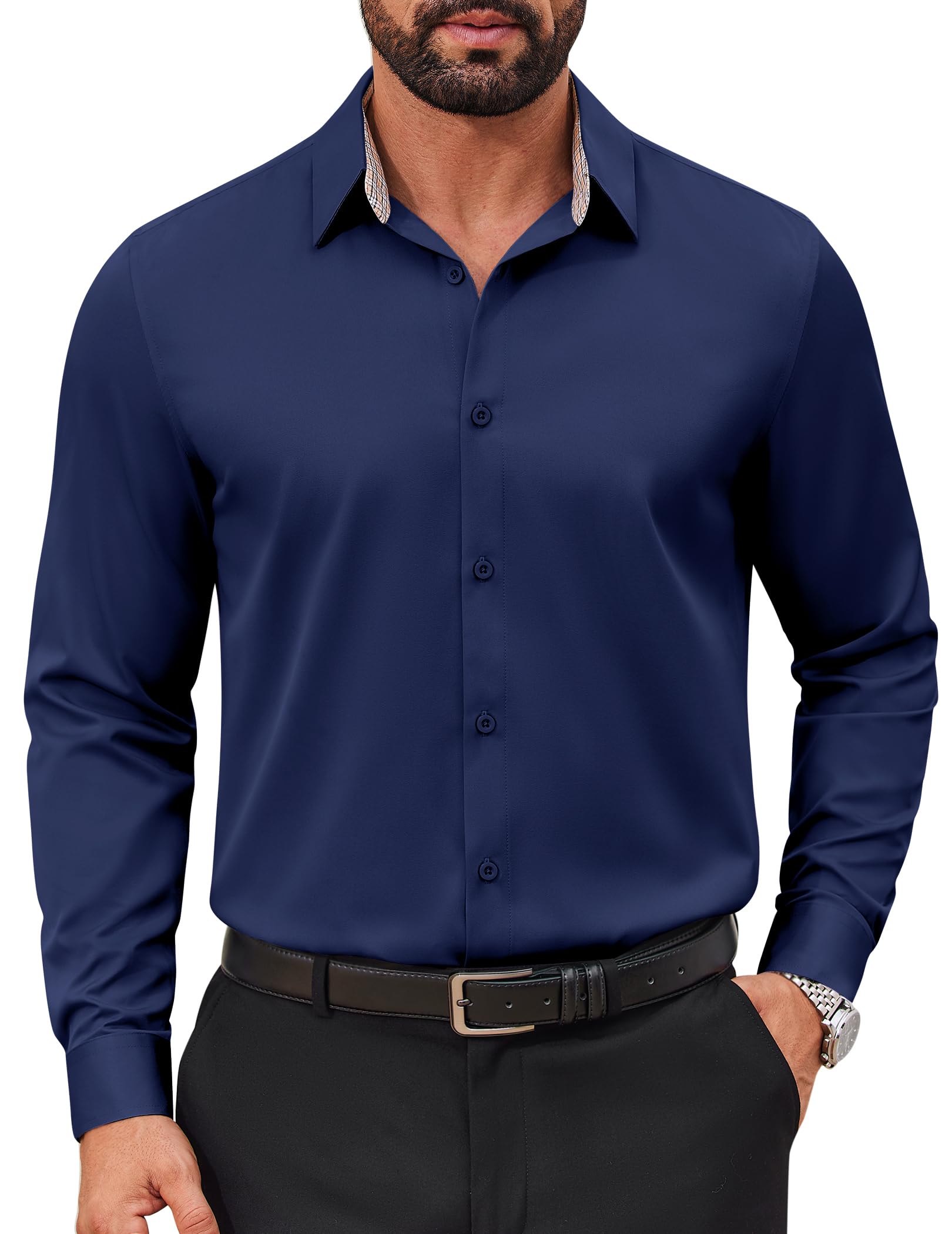 COOFANDY Men's Shirt Long Sleeve Strech Business Shirt