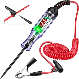 WINAMOO Test Light Automotive 5-90V Digital LED Circuit Tester with Voltage Display, Auto Bidirectional Voltage Tester, Electric Test Pen with Extended Spring Wire &amp; Probe for Car RV Fuse Checker