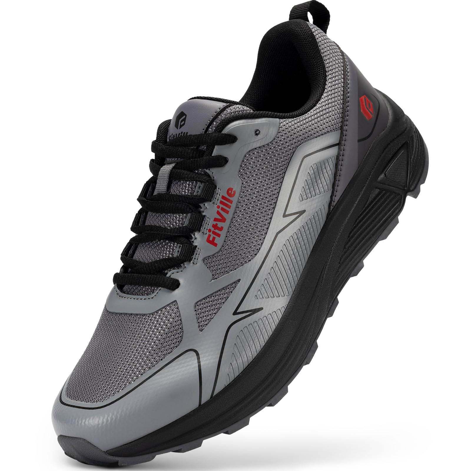 FitVille Men's Trail Running Shoes, Wide Plant, Lightweight Sneakers for Running