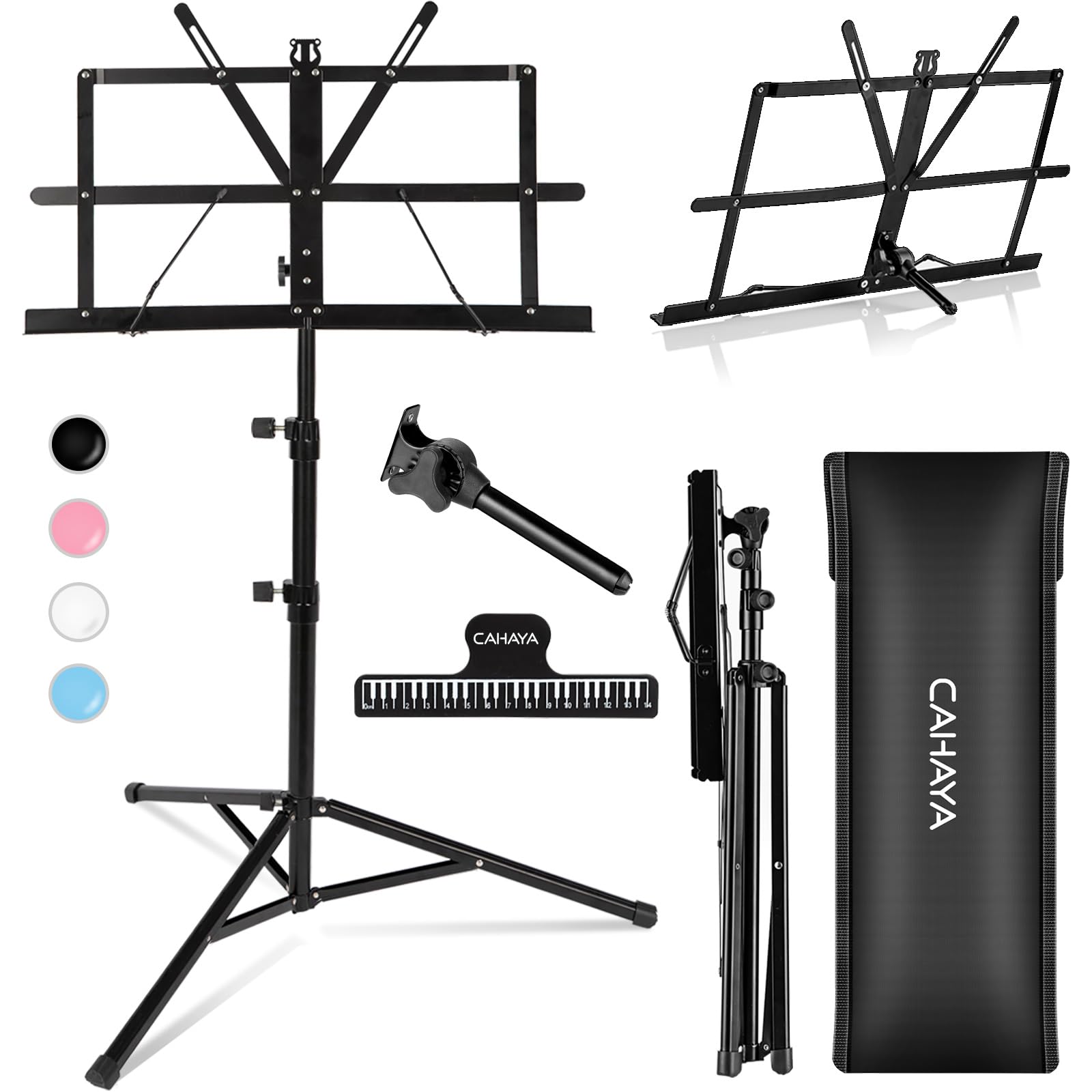CAHAYA Music Stand 2 in 1 - Stand & Desk, Foldable, Adjustable, Bag | Tilting Tr