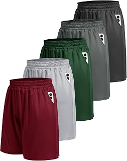 BOOJO 5 Pack Athletic Gym Mens Shorts with Pockets Quick Dry for Basketball