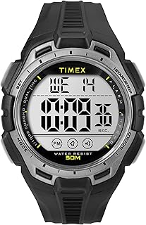 Timex Orologio sportivo da uomo, 43 mm, cinturino in resina nera, quadrante digitale, cassa nera TW5M61700