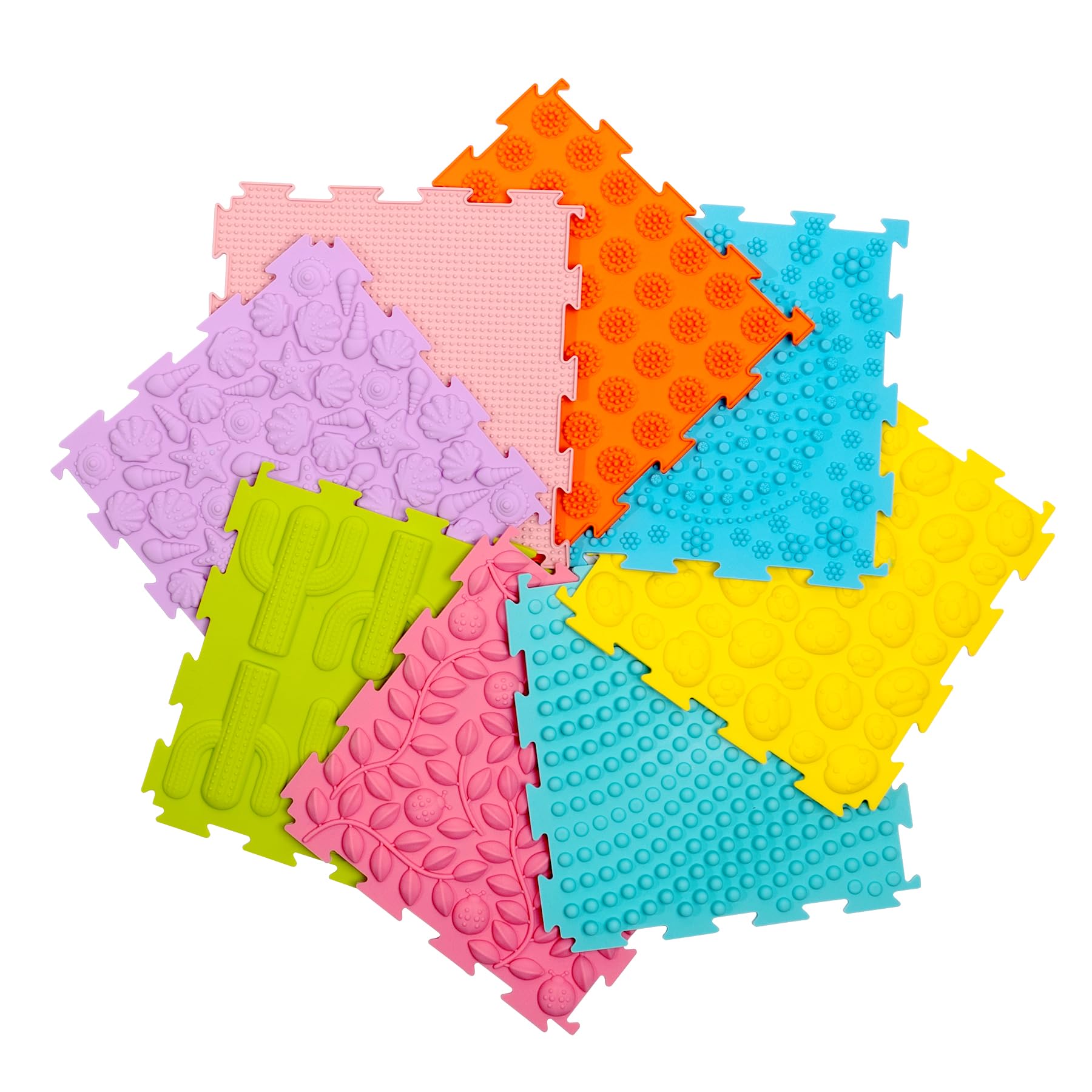 8 Pcs Sensory Mats, Sensory Tiles Puzzle Floor Mat for Kids Sensory Room Items，D