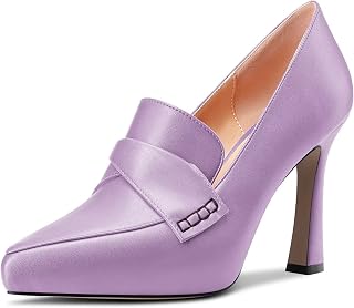 Castamere Mocasines de tacón alto de aguja con plataforma y puntera puntiaguda para mujer, zapatos de tacón de 3.9 pulgadas para trabajo, negocios, oficina, vestido de tacón de 3.9 pulgadas